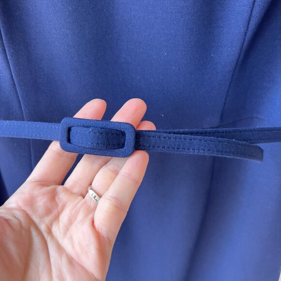 Shoshanna Navy Short Sleeve Ruffle hem belted sheath Dress, Size 6 O40 - Picture 6 of 8